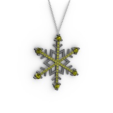 Aloin Kar Tanesi Kolye - Peridot 925 ayar siyah rodyum kaplama gümüş kolye (40 cm gümüş rolo zincir) #sogeyt