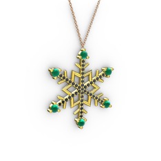 Aloin Kar Tanesi Kolye - Kök zümrüt ve siyah zirkon 18 ayar altın kolye (40 cm rose altın rolo zincir) #stwfiq