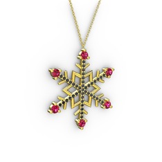 Aloin Kar Tanesi Kolye - Rodolit garnet ve siyah zirkon 8 ayar altın kolye (40 cm gümüş rolo zincir) #tvyhx7