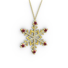 Kök yakut ve pırlanta 14 ayar altın kolye (0.473 karat, 40 cm altın rolo zincir)