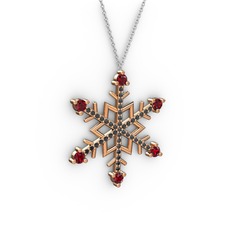 Aloin Kar Tanesi Kolye - Garnet ve siyah zirkon 14 ayar rose altın kolye (40 cm beyaz altın rolo zincir) #uagxyb