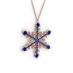 Aloin Kar Tanesi Kolye - Lab safir 18 ayar rose altın kolye (40 cm rose altın rolo zincir) #uapbbx