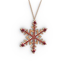 Aloin Kar Tanesi Kolye - Kök yakut ve garnet 14 ayar rose altın kolye (40 cm gümüş rolo zincir) #utai13