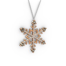 Aloin Kar Tanesi Kolye - Dumanlı kuvars ve pırlanta 925 ayar rose altın kaplama gümüş kolye (0.473 karat, 40 cm beyaz altın rolo zincir) #uti04l