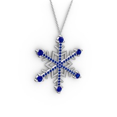 Aloin Kar Tanesi Kolye - Lab safir 14 ayar beyaz altın kolye (40 cm beyaz altın rolo zincir) #v5dor0