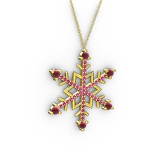 Aloin Kar Tanesi Kolye - Kök yakut ve rodolit garnet 8 ayar altın kolye (40 cm altın rolo zincir) #ver6mx
