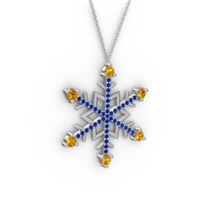 Aloin Kar Tanesi Kolye - Sitrin ve lab safir 925 ayar gümüş kolye (40 cm beyaz altın rolo zincir) #vghxfw