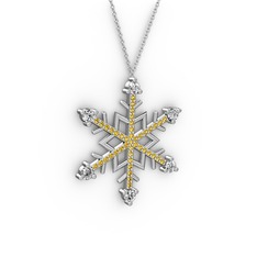 Aloin Kar Tanesi Kolye - Swarovski ve sitrin 925 ayar gümüş kolye (40 cm beyaz altın rolo zincir) #w08m4g