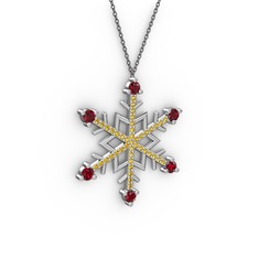 Garnet ve sitrin 8 ayar beyaz altın kolye (40 cm gümüş rolo zincir)