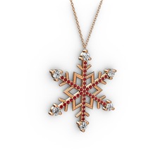 Aloin Kar Tanesi Kolye - Swarovski ve garnet 14 ayar rose altın kolye (40 cm gümüş rolo zincir) #wtpp3b