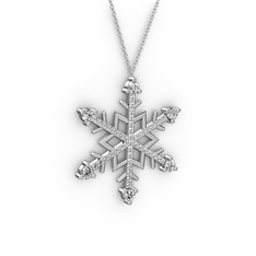 Swarovski ve pırlanta 14 ayar beyaz altın kolye (0.473 karat, 40 cm beyaz altın rolo zincir)