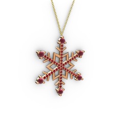 Aloin Kar Tanesi Kolye - Kök yakut ve garnet 14 ayar rose altın kolye (40 cm gümüş rolo zincir) #xinpo4