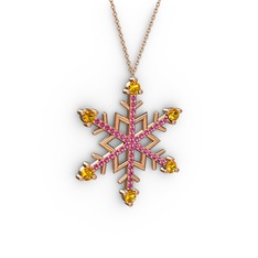 Aloin Kar Tanesi Kolye - Sitrin ve rodolit garnet 18 ayar rose altın kolye (40 cm rose altın rolo zincir) #xov4eq