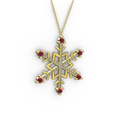 Aloin Kar Tanesi Kolye - Kök yakut ve dumanlı kuvars 925 ayar altın kaplama gümüş kolye (40 cm gümüş rolo zincir) #y1r2ah