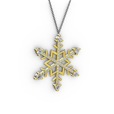 Aloin Kar Tanesi Kolye - Pırlanta ve beyaz zirkon 8 ayar altın kolye (0.66 karat, 40 cm gümüş rolo zincir) #y2cj0p