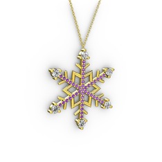 Aloin Kar Tanesi Kolye - Swarovski ve ametist 18 ayar altın kolye (40 cm altın rolo zincir) #y2ocnv