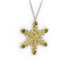 Aloin Kar Tanesi Kolye - Peridot ve sitrin 925 ayar altın kaplama gümüş kolye (40 cm beyaz altın rolo zincir) #yiyzz5