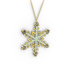 Aloin Kar Tanesi Kolye - Dumanlı kuvars ve akuamarin 925 ayar altın kaplama gümüş kolye (40 cm altın rolo zincir) #ymumrf