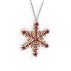 Aloin Kar Tanesi Kolye - Kök yakut ve garnet 14 ayar rose altın kolye (40 cm beyaz altın rolo zincir) #zsomi3
