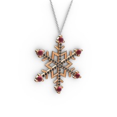 Aloin Kar Tanesi Kolye - Kök yakut ve siyah zirkon 925 ayar rose altın kaplama gümüş kolye (40 cm beyaz altın rolo zincir) #ztpsio