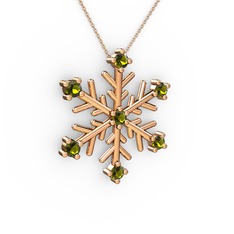Lael Kar Tanesi Kolye - Peridot 925 ayar rose altın kaplama gümüş kolye (40 cm rose altın rolo zincir) #106p9fz