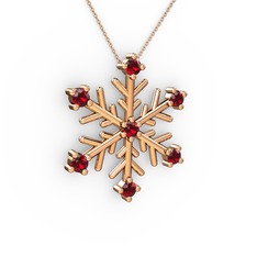 Lael Kar Tanesi Kolye - Garnet 925 ayar rose altın kaplama gümüş kolye (40 cm rose altın rolo zincir) #10xghdi