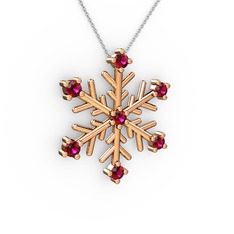 Rodolit garnet 14 ayar rose altın kolye (40 cm beyaz altın rolo zincir)