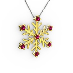 Lael Kar Tanesi Kolye - Rodolit garnet 18 ayar altın kolye (40 cm gümüş rolo zincir) #12eyl4x