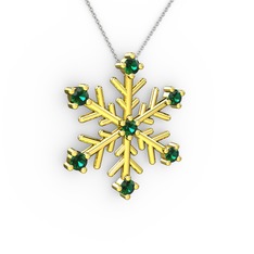 Lael Kar Tanesi Kolye - Yeşil kuvars 14 ayar altın kolye (40 cm beyaz altın rolo zincir) #144xxdb