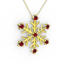 Lael Kar Tanesi Kolye - Garnet 18 ayar altın kolye (40 cm altın rolo zincir) #15l0g8s