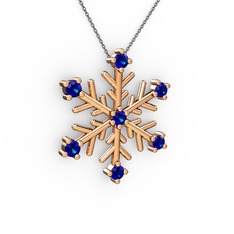 Lael Kar Tanesi Kolye - Lab safir 14 ayar rose altın kolye (40 cm gümüş rolo zincir) #17cm5x0