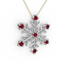 Garnet 14 ayar beyaz altın kolye (40 cm gümüş rolo zincir)