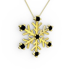 Lael Kar Tanesi Kolye - Siyah zirkon 14 ayar altın kolye (40 cm gümüş rolo zincir) #19xi906