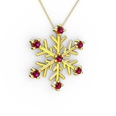 Rodolit garnet 8 ayar altın kolye (40 cm altın rolo zincir)