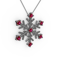 Lael Kar Tanesi Kolye - Rodolit garnet 925 ayar siyah rodyum kaplama gümüş kolye (40 cm gümüş rolo zincir) #1awz7hd