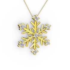 Lael Kar Tanesi Kolye - Beyaz zirkon 8 ayar altın kolye (40 cm altın rolo zincir) #1b97fbf