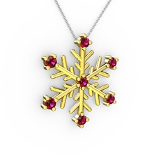 Rodolit garnet 18 ayar altın kolye (40 cm beyaz altın rolo zincir)