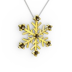 Lael Kar Tanesi Kolye - Dumanlı kuvars 14 ayar altın kolye (40 cm beyaz altın rolo zincir) #1caoqlt