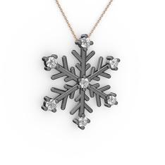 Swarovski 925 ayar siyah rodyum kaplama gümüş kolye (40 cm rose altın rolo zincir)