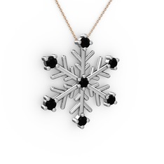 Lael Kar Tanesi Kolye - Siyah zirkon 18 ayar beyaz altın kolye (40 cm gümüş rolo zincir) #1d736ze