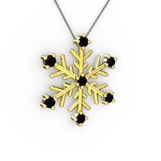 Lael Kar Tanesi Kolye - Siyah zirkon 18 ayar altın kolye (40 cm gümüş rolo zincir) #1dce2d8