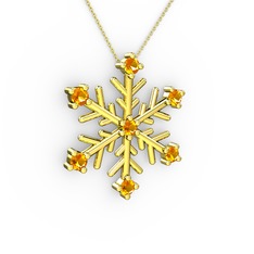Lael Kar Tanesi Kolye - Sitrin 18 ayar altın kolye (40 cm altın rolo zincir) #1f9mapz