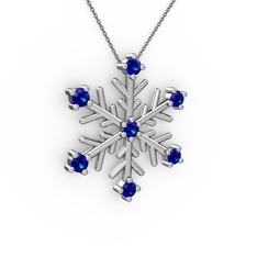 Lab safir 925 ayar gümüş kolye (40 cm gümüş rolo zincir)
