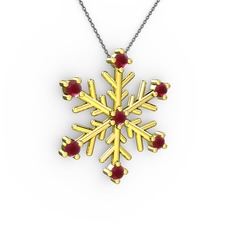 Lael Kar Tanesi Kolye - Kök yakut 14 ayar altın kolye (40 cm gümüş rolo zincir) #1gv6aql