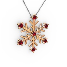 Garnet 18 ayar rose altın kolye (40 cm gümüş rolo zincir)