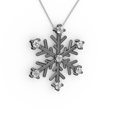 Lael Kar Tanesi Kolye - Swarovski 925 ayar siyah rodyum kaplama gümüş kolye (40 cm beyaz altın rolo zincir) #1izzwz3