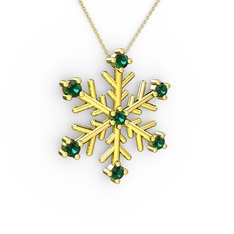 Lael Kar Tanesi Kolye - Yeşil kuvars 18 ayar altın kolye (40 cm altın rolo zincir) #1je02cx