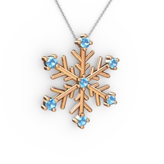 Lael Kar Tanesi Kolye - Akuamarin 8 ayar rose altın kolye (40 cm gümüş rolo zincir) #1khta9d