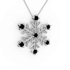 Lael Kar Tanesi Kolye - Siyah zirkon 18 ayar beyaz altın kolye (40 cm gümüş rolo zincir) #1m4z0fz