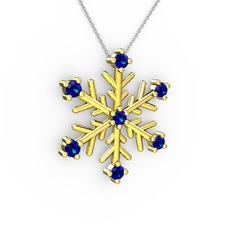 Lael Kar Tanesi Kolye - Lab safir 925 ayar altın kaplama gümüş kolye (40 cm gümüş rolo zincir) #1oi2k46